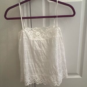 White Lace Trim Women's Top